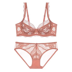 Ultra-thin Lace Underwea Set French-style Solid Soft Underwire Bra