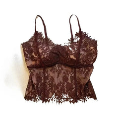 French Style Eyelash Lace Camisole Women Pure Desire Slim Fit Built in Bra