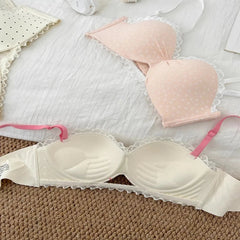 Women Sweet Lace Push Up Enhancing Wirefree Bra