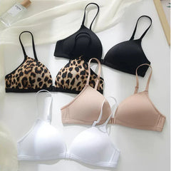 Nouveau Soutien Gorge Triangle Francais Premium Femme Leopard Fermeture Devant Bretelles Fines Anti Affaissement Confortable