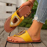 Metal Embellished Flat Slippers Slides