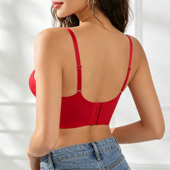 Red Glitter Push Up Longline Bra