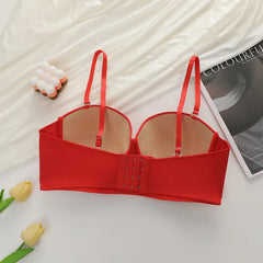 Red Glitter Push Up Longline Bra