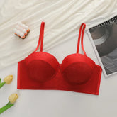 Red Glitter Push Up Longline Bra