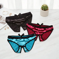 Sexy Open Crotch Smooth Silk Panties