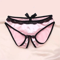 Sexy Open Crotch Smooth Silk Panties