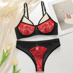 Sexy Red Lace Underwire Unpadded Bra