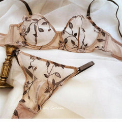 Sheer Lace Embroidery Bra