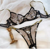 Sheer Lace Embroidery Underwire Bra