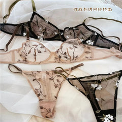 Sheer Lace Embroidery Underwire Bra