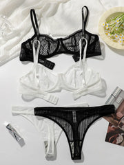 Sheer Mesh Lace Unpadded Underwire Push Up Bra