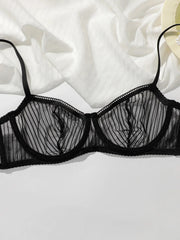 Sheer Mesh Lace Unpadded Underwire Push Up Bra