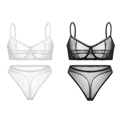 Sheer Mesh Lace Unpadded Underwire Push Up Bra