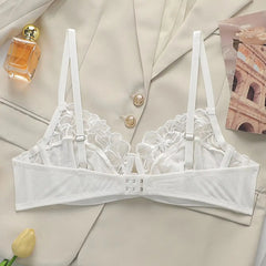 White Floral Lace Balconette Bra