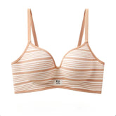 Women British Style Striped Seamless Bra