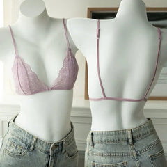 Women French Triangle Thin Cup Wire Free Bra