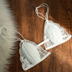 Women French Triangle Thin Cup Wire Free Bra