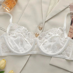 Women Sexy White Lace Underwire Bra