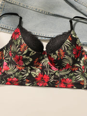 Women's sexy embroidered flower lingerie