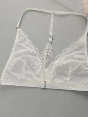 Women's sexy front button lace flower Bra
