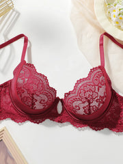 Women's sexy lace with steel ring gathering push up comfortable shoulder strap adjustable comfortable close fitting Bra