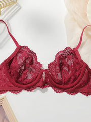 Women's sexy lace with steel ring gathering push up comfortable shoulder strap adjustable comfortable close fitting Bra