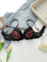 Women's sexy plaid patchwork lace Bra