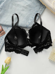 Women's sexy plaid patchwork lace Bra
