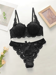 Black bow lace Thong