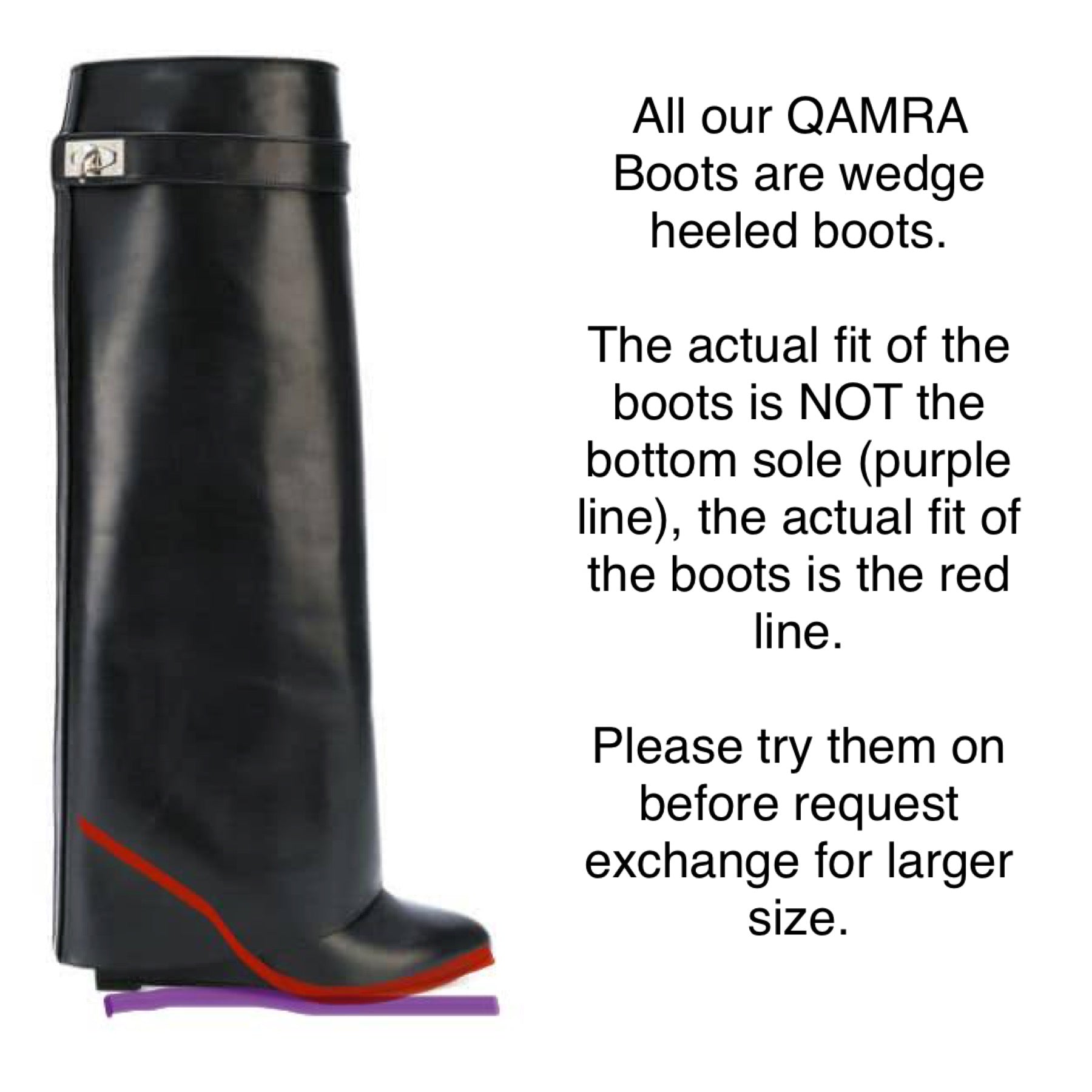 Leather Wedged Heel Knee High Boots