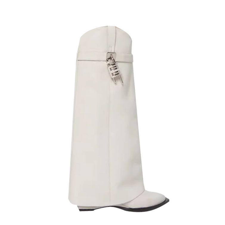 Lock Detailed Knee High Boots
