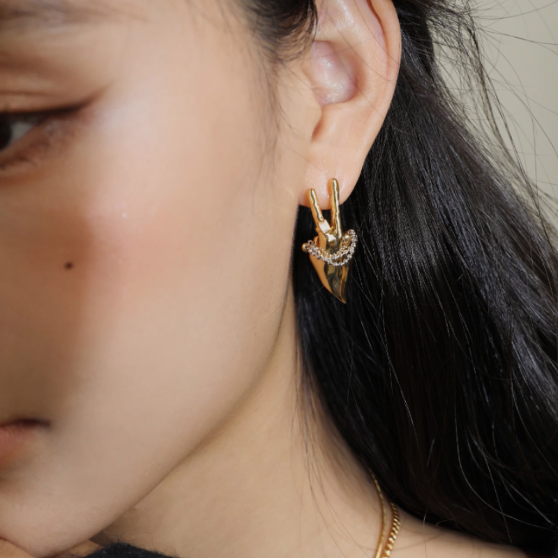 Diamante Finger Earrings - Pair