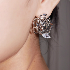 Diamante Flower Earrings - Pair