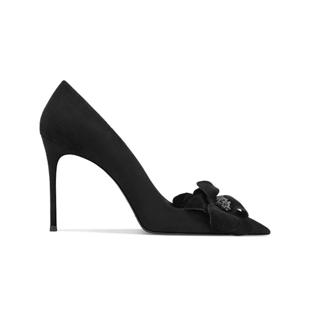 Flower Embellished Mid Heel Pumps - 6cm