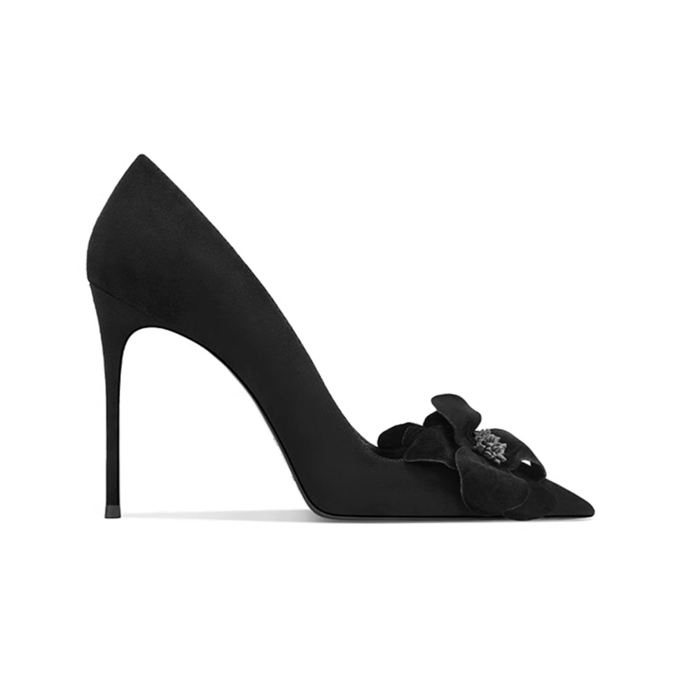 Flower Embellished Mid Heel Pumps - 8cm