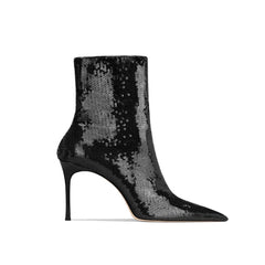 Sequinned Stiletto Heel Ankle Boots - 6cm