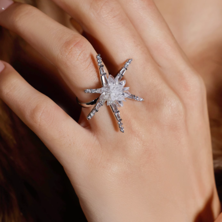 Diamante Flower Ring