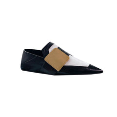 Metal Embellished Leather Flat Loafers