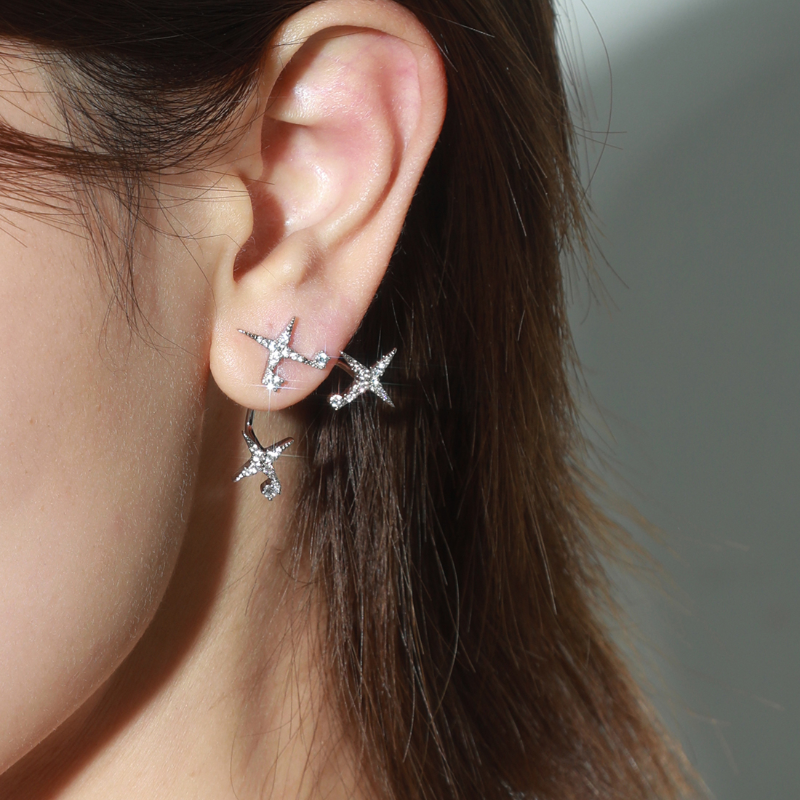 Diamante Star Earrings - Pair