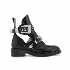 ive - WOMEN-CRUSH Black Cutout Boots - Silver Buck