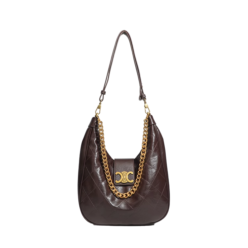 Quilted Metal Lock Cross Body Bag