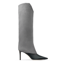 Leather And Suede Knee High Boots