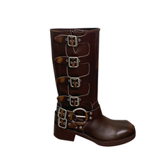 Buckled Leather Knee High Boots