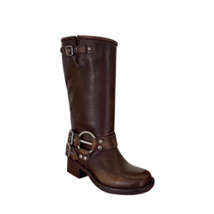 Buckled Leather Knee High Boots