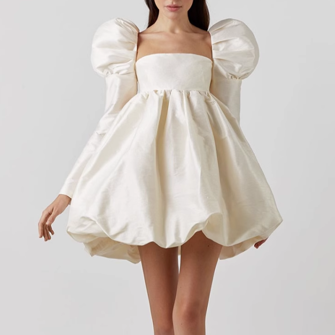 Puff Sleeves Mini Dress