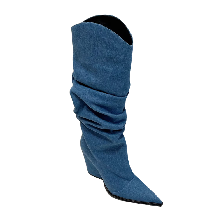 Fold Knee High Boots