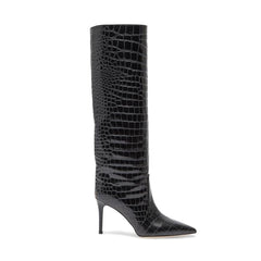 Stiletto Heel Leather Knee High Boots
