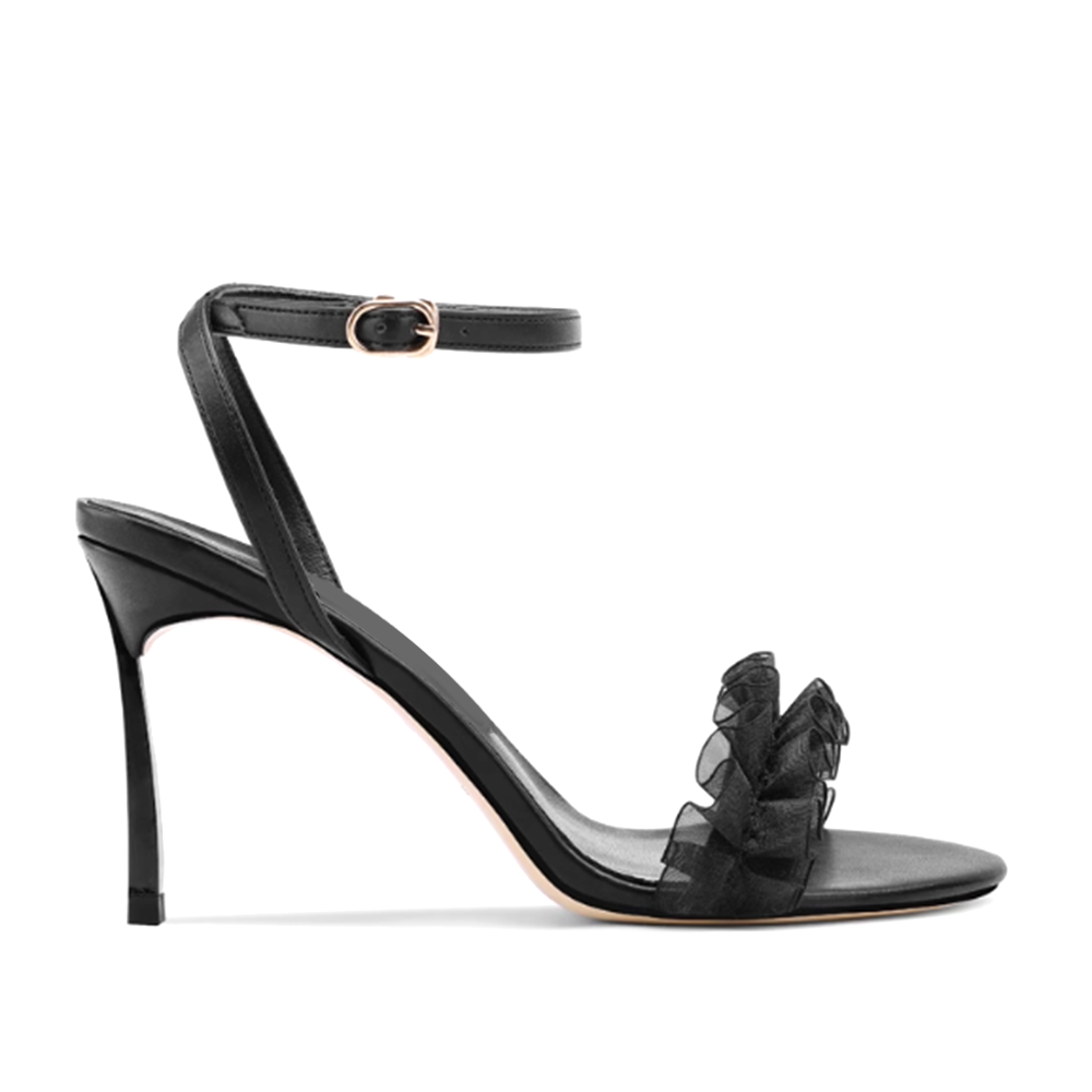 Ruffled Ankle Strap High Heel Sandals - 10cm