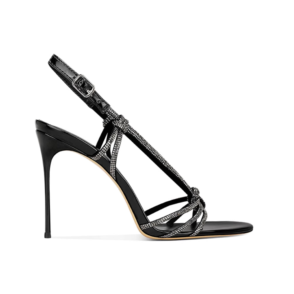 Diamante Mid Heel Sandals - 8cm