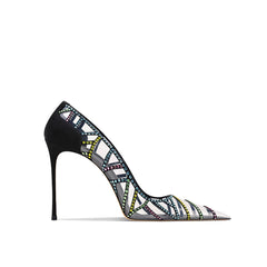 Diamante PVC Mid Heel Pumps - 8cm